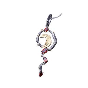 Usura quotidiana Personalizzato Belle delle Donne di figura della Luna di trasporto nero rutilate quarzo e <span class=keywords><strong>rubino</strong></span> 925 argento placcato oro del pendente della collana - Product Image 2