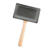 Brosse à poils pour animaux de compagnie, chiens et chats, avec picots en acier inoxydable et en bois, peigne professionnel pour poils longs, écologique, bleu