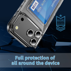 Ốp điện thoại trong suốt có khe đựng thẻ đơn giản cho iPhone 17 Pro 16E 15 14 Plus 13 12 11 Pro Max, kiểu ví trong suốt - Product Image 3