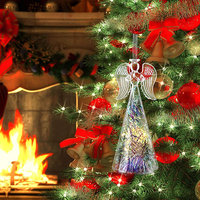 Décoration d'ange de Noël en verre lumineux LED pour les fêtes, décoration de table, ange en prière, écologique