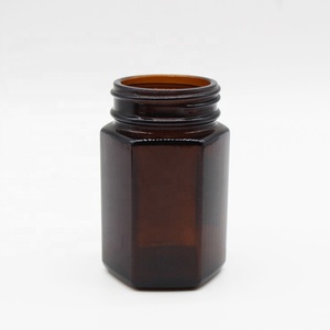 Vente en gros de bouteilles de vitamines en verre ambré de haute qualité Récipients à large ouverture avec couvercles dorés pour suppléments et pilules - Product Image 2
