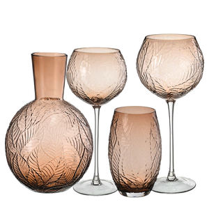 Vaso Highball Samyo Personalizado con Diseño de Hojas Vintage en Relieve y Borde Dorado para Jugo, Agua y Bebidas - Product Image 4