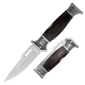 Navaja <span class=keywords><strong>de</strong></span> Bolsillo Plegable <span class=keywords><strong>de</strong></span> <span class=keywords><strong>Acero</strong></span> Inoxidable con Mango <span class=keywords><strong>de</strong></span> Madera, Decoración <span class=keywords><strong>de</strong></span> Lobo y Funda <span class=keywords><strong>de</strong></span> Nailon, para Actividades al Aire Libre y Camping, Promoción del Día del Padre - Product Image 3