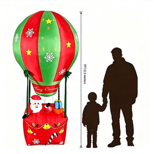 Ballon à air chaud gonflable de Noël de 2,1 mètres, Père Noël gonflable avec lumières LED, décoration de cour extérieure - Product Image 4