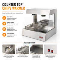 Chauffe-frites professionnel en acier inoxydable pour comptoir, machine de présentation et de chauffage des aliments pour restaurants et fast-foods