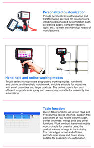 Impresora de chorro de mano de fábrica Impresión de chorro de <span class=keywords><strong>datos</strong></span> variables en tiempo real Aplicación de tinta de tela de pantalla táctil antifalsificación - Product Image 6