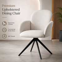Chaise de salle à manger pivotante Premium Boucle, dossier haut arrondi, accoudoirs courbes, rotation à 360° °   Base rotative de qualité commerciale pour hôtels et restaurants
