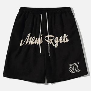 Ensemble de shorts vintage pour garçon avec logo 3D en relief pour l'été, shorts de sport en coton personnalisés, pantalon de survêtement en molleton OEM, shorts cargo pour homme - Product Image 3