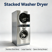 Lave-linge et sèche-linge superposés commerciaux tout-en-un, équipement de blanchisserie fiable pour le nettoyage des draps et des serviettes d'hôtel, haute qualité
