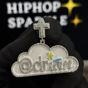 Collar Personalizado de Plata de Ley 925 con Colgante de Nube de Moissanita VVS y Esmalte, Estilo Hip Hop, para Hombre y Mujer - Product Image 5