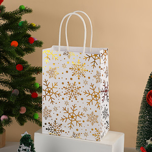 Tas Kertas Kraft Ramah Lingkungan Biodegradable untuk Hadiah Pesta Natal dengan Logo dan Pita Kustom - Product Image 4