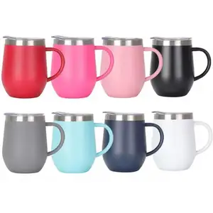 12 oz du lịch Tumbler cách điện Mug với xử lý và nắp cup chủ thân thiện với thép không gỉ phích cốc cà phê thời trang xe ly