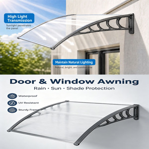 Auvent en polycarbonate transparent de qualité supérieure, anti-âge, longue durée de vie, matériau fiable pour balcon, couverture solide et creuse - Product Image 2