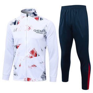 Combinaison d'entraînement rétro à manches courtes avec fermeture éclair intégrale, séchage rapide, automne-hiver, 24/25, uniforme de compétition des clubs européens de Paris, vêtements de football - Product Image 1