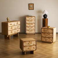 Armoire de rangement murale pour salon en bois massif de style vintage et médiéval, à cinq tiroirs