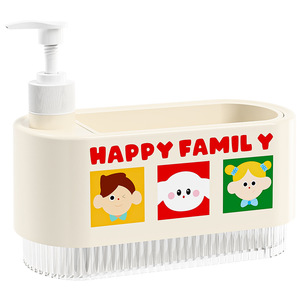 Dispensador de jabón Happy Family con caja de almacenamiento de esponjas para cocina y baño - Product Image 1