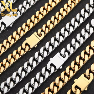 Pulsera de Cadena Cubana de Acero Inoxidable Chapada en Oro de 18k de 0.3m, Estilo Hip Hop, Unisex, Venta al por Mayor, 6mm 8mm 10mm 12mm 16mm - Product Image 2