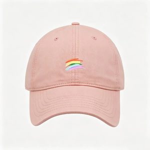 Wholesale Cute <b>Rainbow</b> Embroidery Baseball Cap Pink Curved Brim Cotton Dad Hat For Daily Outdoor Wear - Product Image 1