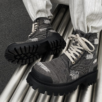 Bottines en jean délavé tendance, bottines vintage à la cheville, bottes respirantes pour hommes et femmes, parfaites pour les tenues de travail estivales