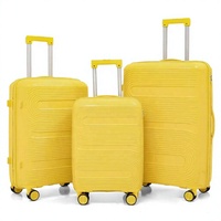Ensemble de 3 valises rigides en PP, grande capacité, roulettes pivotantes, extensibles, pour voyages d'affaires
