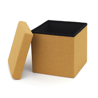 Boîte de rangement avec tabouret, classique, en tissu pliable, couleur jaune, pour la maison, prix d'usine
