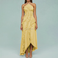Robe asymétrique à volants sur mesure pour femmes, robe plissée à bretelles, robes pour femmes