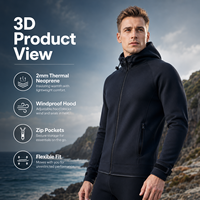 Veste à capuche en néoprène 2 mm prête à être expédiée, coupe-vent, thermique, pour le surf