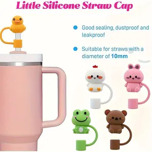 Hot Bán Tái Sử Dụng 3D Silicone Rơm Bìa Cap Dễ Thương Động Vật Đầy Màu Sắc Cup Hình Dạng Đám Mây 10Mm Rơm Topper Cho Stanley Cup Phụ Kiện - Product Image 3