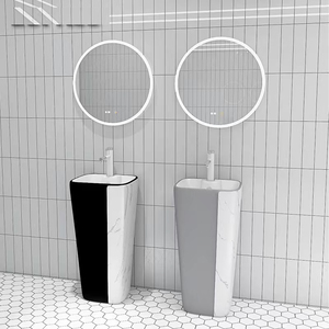 <span class=keywords><strong>Lavabo</strong></span> <span class=keywords><strong>a</strong></span> colonna in ceramica stile nordico, bianco smaltato, autoportante per bagno, ideale per hotel, appartamenti e agriturismi - Product Image 2