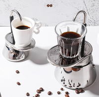 Cafetière Moka à double tube 2 tasses en acier inoxydable 304 épaissi, mini machine à café, expresso sur cuisinière, style italien, cafetière