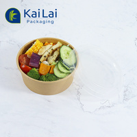 Contenant à salade jetable en papier kraft biodégradable à paroi simple 600ml-1100ml – Emballage alimentaire à emporter