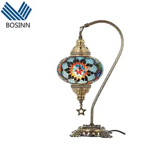 Lámpara de mesa de mosaico, decoración de vidrieras hecha a mano, luces de mesita de noche, iluminación Tiffany de Color antiguo, linterna de escritorio