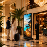 Système de mur vidéo LED pliable et extensible avec roulettes, écran publicitaire numérique mobile pour stand de salon professionnel