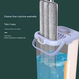 Ensemble serpillière plate et <span class=keywords><strong>seau</strong></span> en microfibre à essorage facile, avec poignée en acier inoxydable, pour un nettoyage des sols sans effort et sans rayures, vente en gros - Product Image 2