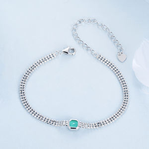 Bracciale di zircone turchese 925 Sterling perline multistrato a catena per donne Design originale delicato <span class=keywords><strong>regalo</strong></span> di alta gioielleria BSB157 - Product Image 5