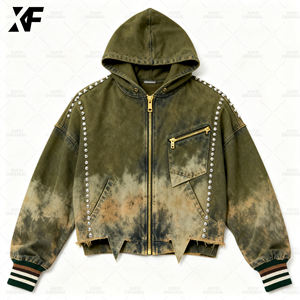 XUFEI Original Sudadera con capucha hecha a medida para hombre y Heavily100 % algodón Rhinestone Cremallera completa Tallas grandes Diseño de gran tamaño Sudadera con capucha - Product Image 4