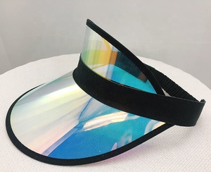 Bán Buôn Nhựa Trong Suốt Pvc Sun Visor Caps Hat Mùa Hè Thể Thao Hat Với Ban Nhạc Đen PVC Visor Mũ - Product Image 2