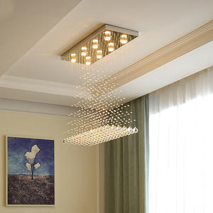 大型高品质豪华照明矩形餐饮K9水晶螺旋雨滴现代发光二极管吊灯吊灯 - Product Image 5