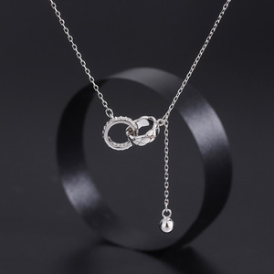 Collier à pampilles entrelacées tendance avec micro-incrustations de diamants pour femme, accessoire de cou polyvalent haut de gamme - Product Image 5