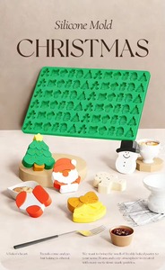 Custom Logo Nontoxic EcoFriendly Disposable <b>Mini</b> Christmas Candy Molds Silicone 72 Cavity Chocolate Mold Tree Santa Snowman Desi - Product Image 6
