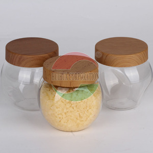Jar Jar With Lid Imitative Wood Grain Food Grade Pet Candy Jam Honey Plastic Jar With Screw Lid