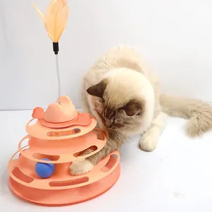 Yeni tasarım mor turuncu mavi kedi pikap tüy oyuncak kedi 4 katmanlar uzay kulesi oyuncak sıcak satış PP düz kedi oyuncak