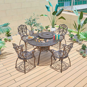 नई डिजाइन आँगन armrest कुर्सी दौर टेबल कास्ट एल्यूमीनियम आउटडोर उद्यान BBQ खाने की मेज और कुर्सी सेट - Product Image 3