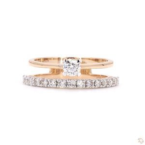 Bague élégante en or et diamants pour femme, véritable bijou scintillant, cadeau de mariage ou de fiançailles, style classique pour un usage quotidien - Product Image 5