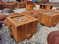 Table de foyer extérieur au gaz en acier pour patio |   Chauffe-jardin au propane |   Construction en acier durable