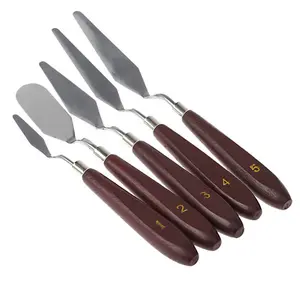 5件调色板画刀不锈钢抹刀调色板油刀绘画配件混色工具套装