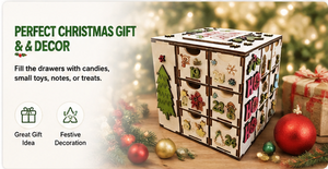 Reusable Wooden Advent Calendar <b>Box</b> with 24 Drawers <b>Christmas</b> Countdown Gift Organizer Snowflake Decor for Home Display - Product Image 3