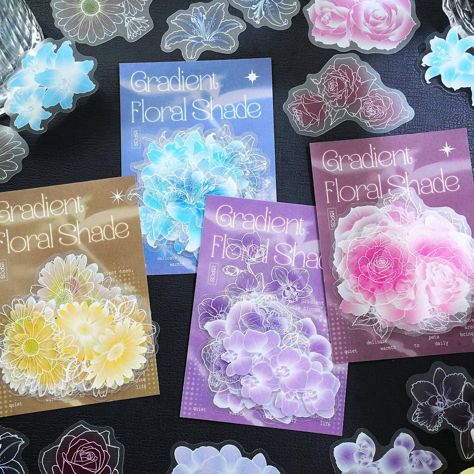 15 Stickers Per Pack Flower Shadows Series Floral Journaling DIY ...