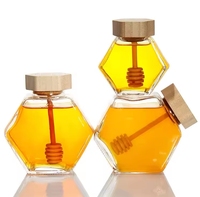 Récipient de pot de miel de 12 oz avec cuillère Distributeur de miel pour stocker le miel pour les cadeaux de Noël dans les cuisines de la maison