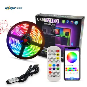 Set lampu belakang USB 5V fleksibel, lampu Strip Led pintar RGB Streifen Licht TV 5050 Smd cahaya latar untuk dekorasi rumah